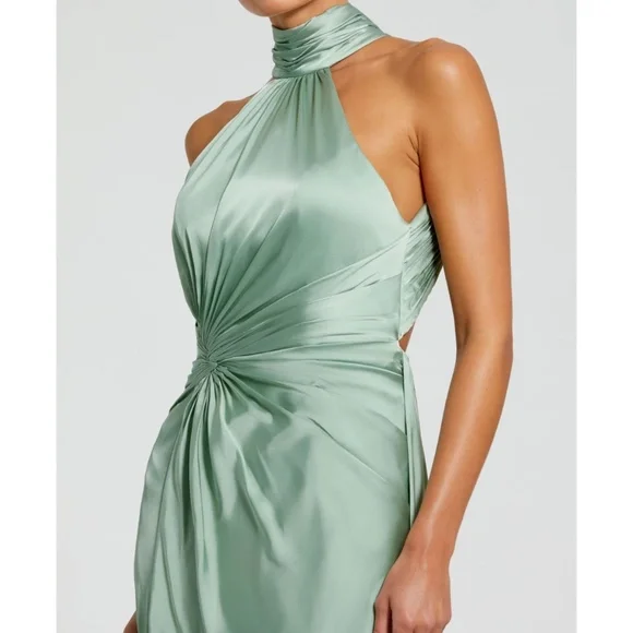 Mac Duggal Mint Green Halter Maxi Dress - Picture 2 of 8